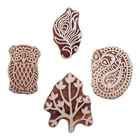 Set of 4 Piece New Mix Wooden Printing Block